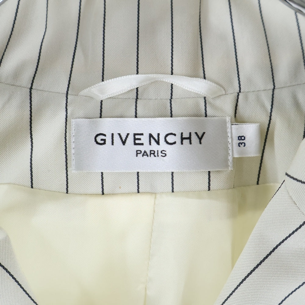 GIVENCHY(ジバンシィ) セットアップスーツ ストライプ総柄 コットンナイロン ダブルブレスト テーラードジャケット タイトミニスカート ホワイト レディース