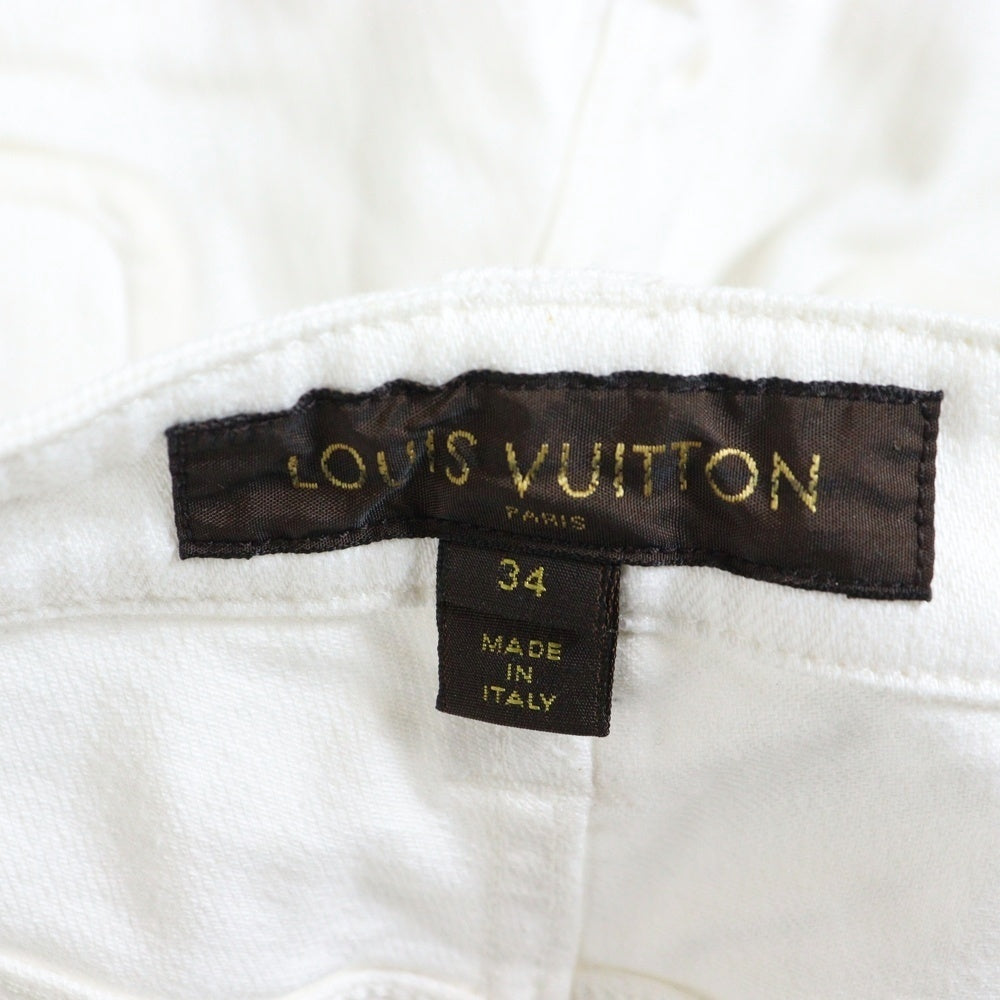 LOUIS VUITTON(ルイヴィトン) ロゴボタン モノグラムフラワー刺繍 七分丈 クロップド デニムパンツ ホワイト RW111W WOPA11CKJ