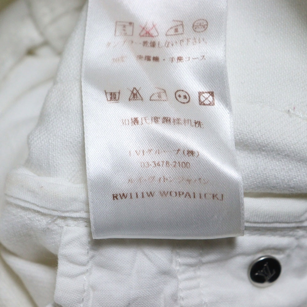 LOUIS VUITTON(ルイヴィトン) ロゴボタン モノグラムフラワー刺繍 七分丈 クロップド デニムパンツ ホワイト RW111W WOPA11CKJ