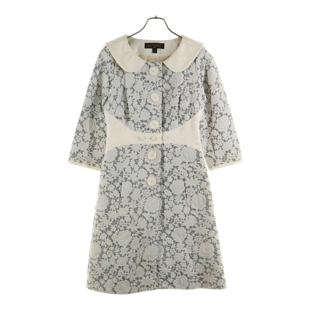 LOUIS VUITTON(ルイヴィトン) 06SS フラワージャガード総柄 ナイロン混 コットン スナップボタン コート ホワイト レディース RW061A WICO07CK7