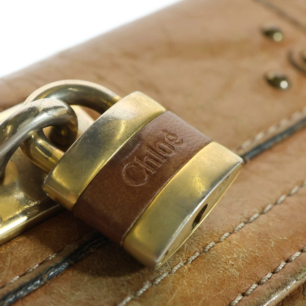 Chloe(クロエ) パディントン パドロック カナデ レザー ロングウォレット 長財布 ゴールド金具 ブラウン
