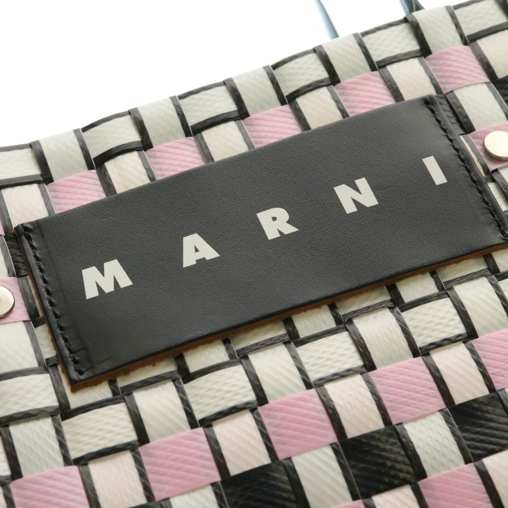 MARNI(マルニ) ピクニック ハンドバッグ カゴバッグ ホワイト×ブラック×ピンク