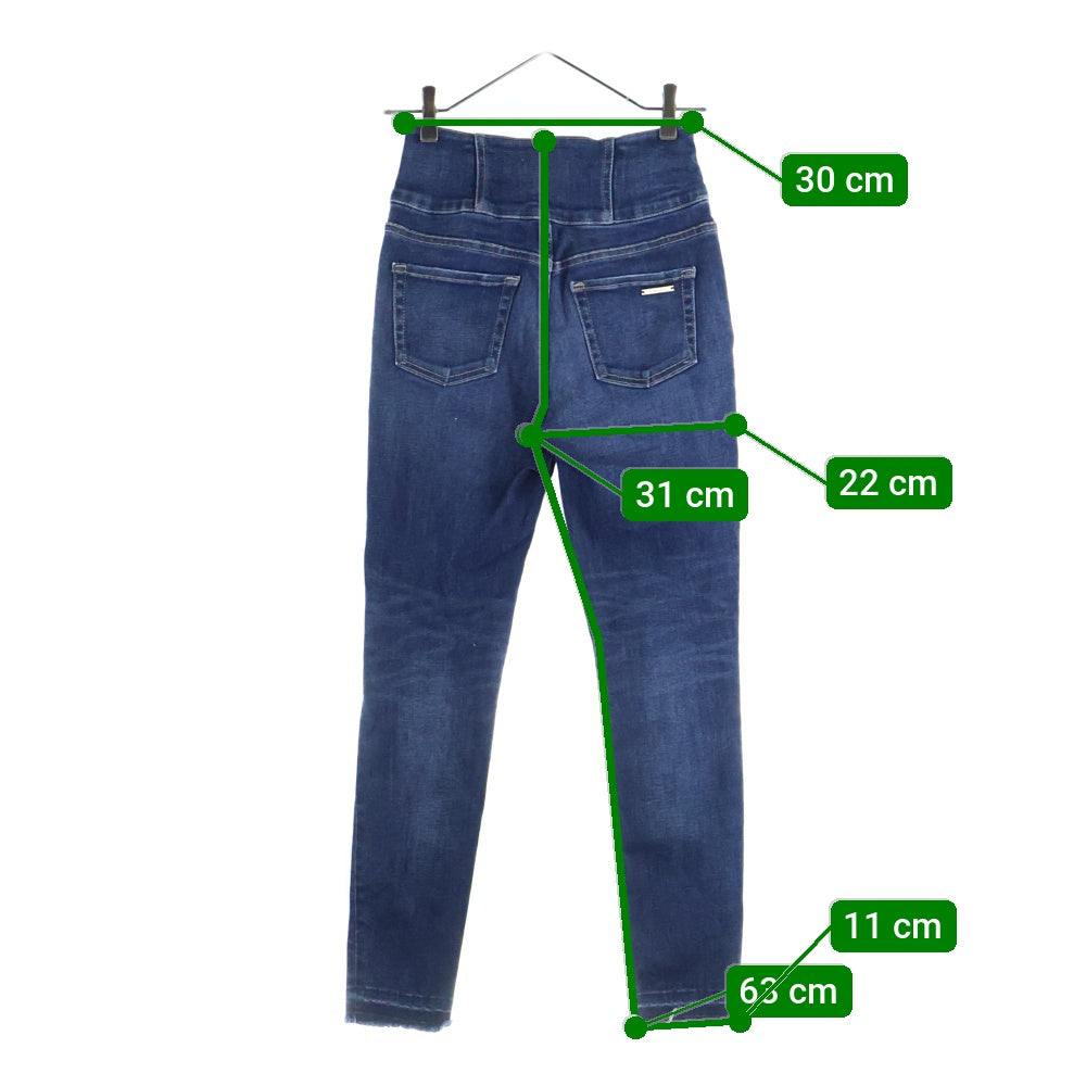 rienda(リエンダ) ウォッシュ加工 ハイライズ スリムスキニー ストレッチ デニムパンツ ジーンズ インディゴ レディース