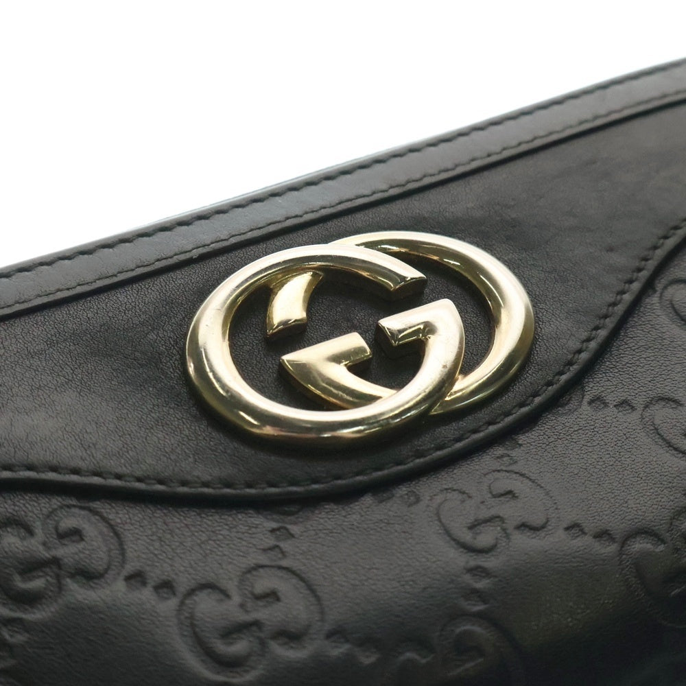 GUCCI(グッチ) インターロッキングG グッチシマ ラウンドファスナー長財布 ロングウォレット カードケース ブラック レザー 308012