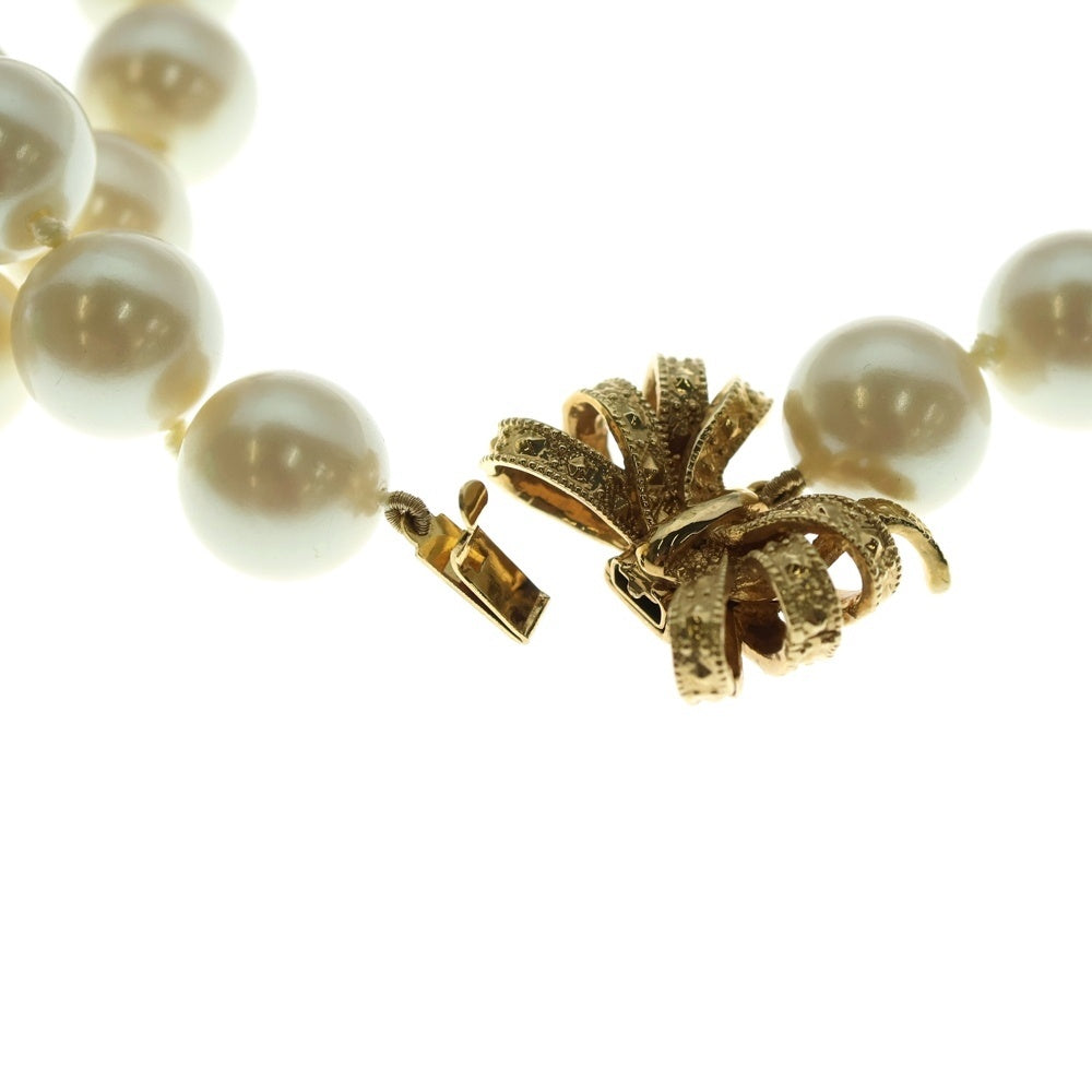 Kate Spade(ケイトスペード) フェイクパール リボンモチーフ ロング ネックレス ゴールド金具 ホワイト レディース