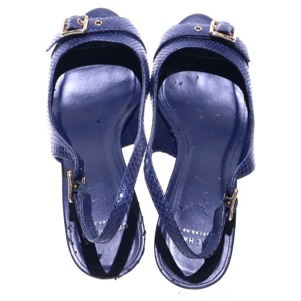 COLE HAAN(コール ハーン) ヒールパンプス ストラップ ネイビー ブルー レザー #51/2 レディース