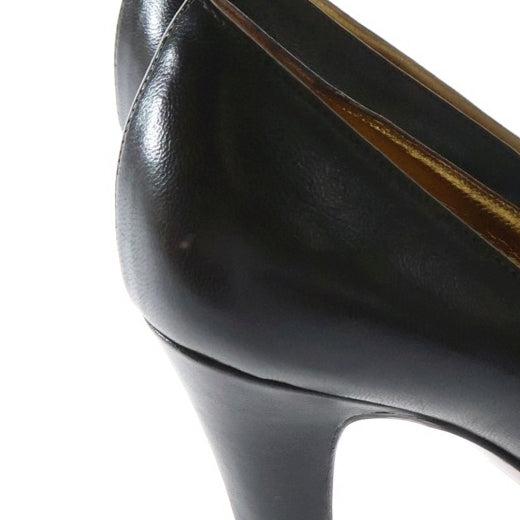 Yves Saint Laurent rive gauche(イヴサンローランリヴゴーシュ) ギャザーデザイン レザー ヒール シューズ ブラウン レディース