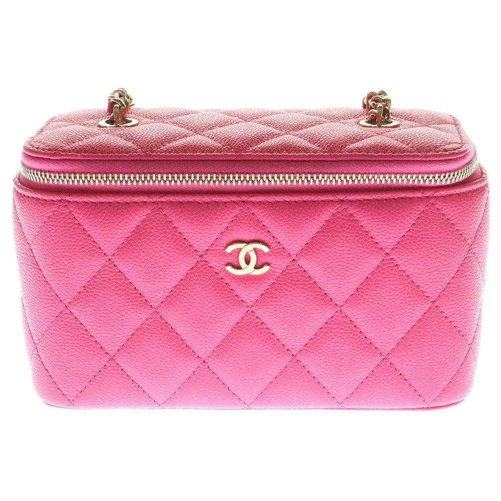 CHANEL(シャネル) ココマーク キャビアスキン ランダム バニティ チェーンショルダーバッグ ピンク レディース