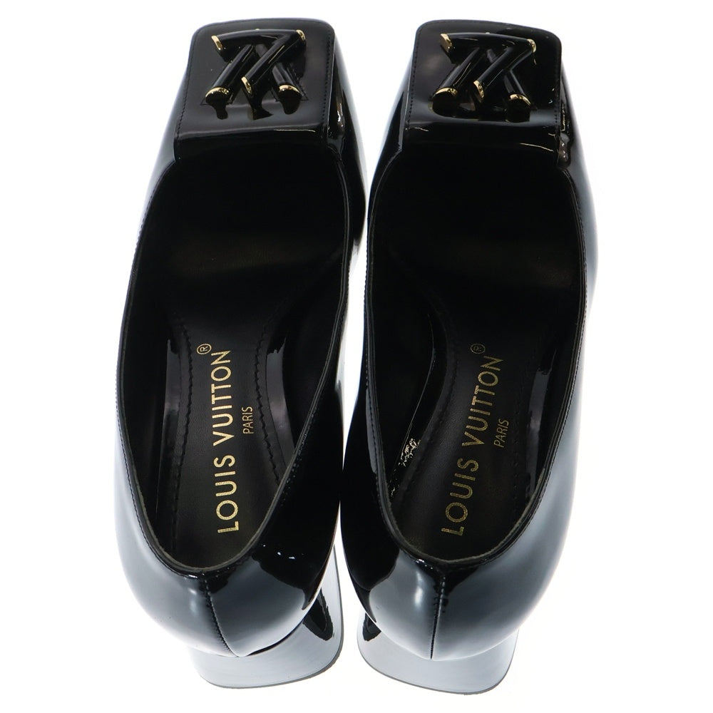 LOUIS VUITTON(ルイヴィトン) シェイクライン LVロゴ パテントレザー ヒール パンプス シューズ ブラック ゴールド金具 レディース 1ACB32