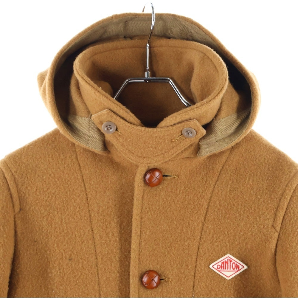 DANTON(ダントン) ロゴワッペン付 フーデッドウールコート キャメル レディース