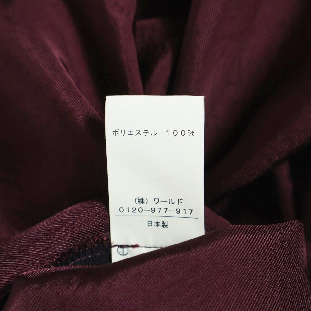 NO BRAND(ノーブランド) Vネック ギャザースリーブ ワンピース ボルドー レディース