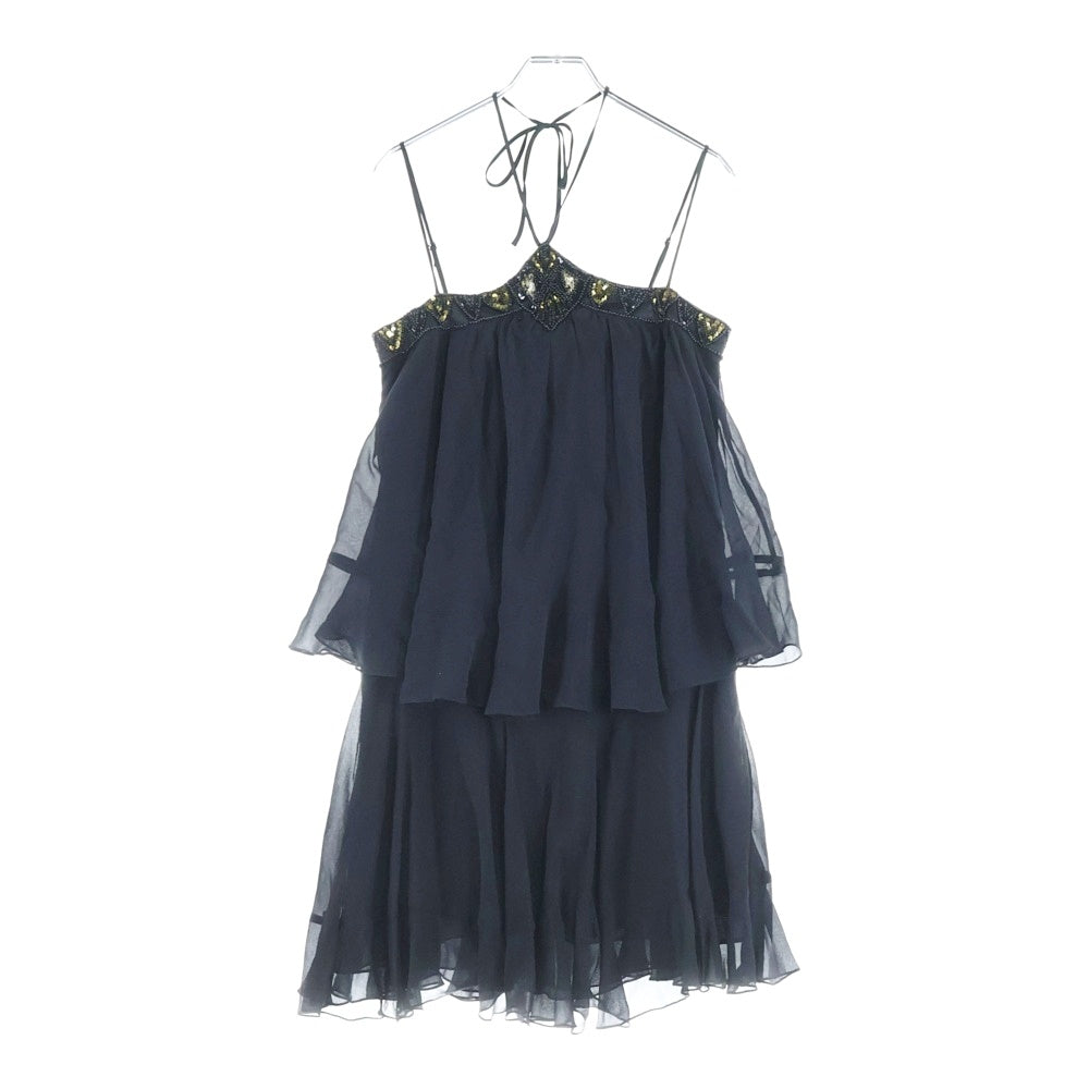 GRACE CONTINENTAL(グレースコンチネンタル) スパンコール/ビーズ装飾 ノースリーブワンピースドレス ブラック レディース