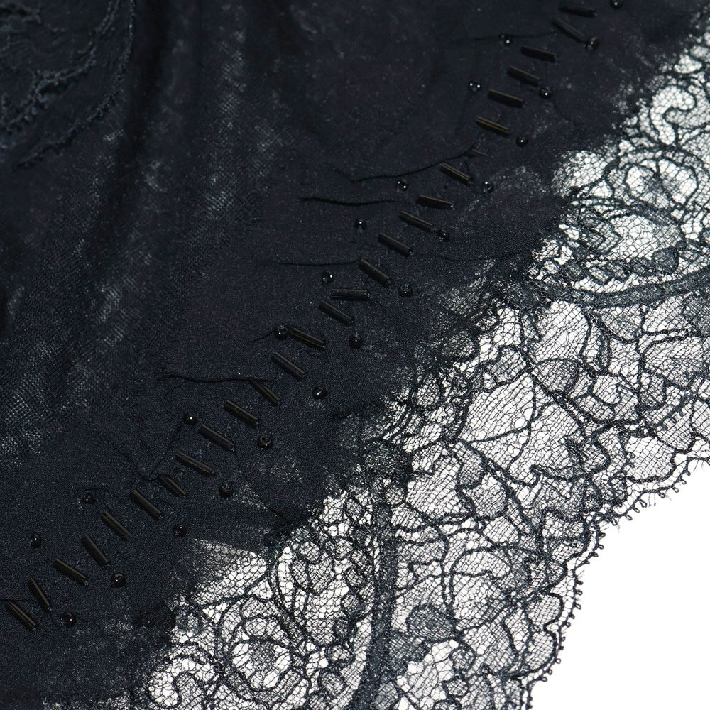 GRACE CONTINENTAL(グレースコンチネンタル) ビーズ装飾シアーフリンジ付ストール ブラック レディース