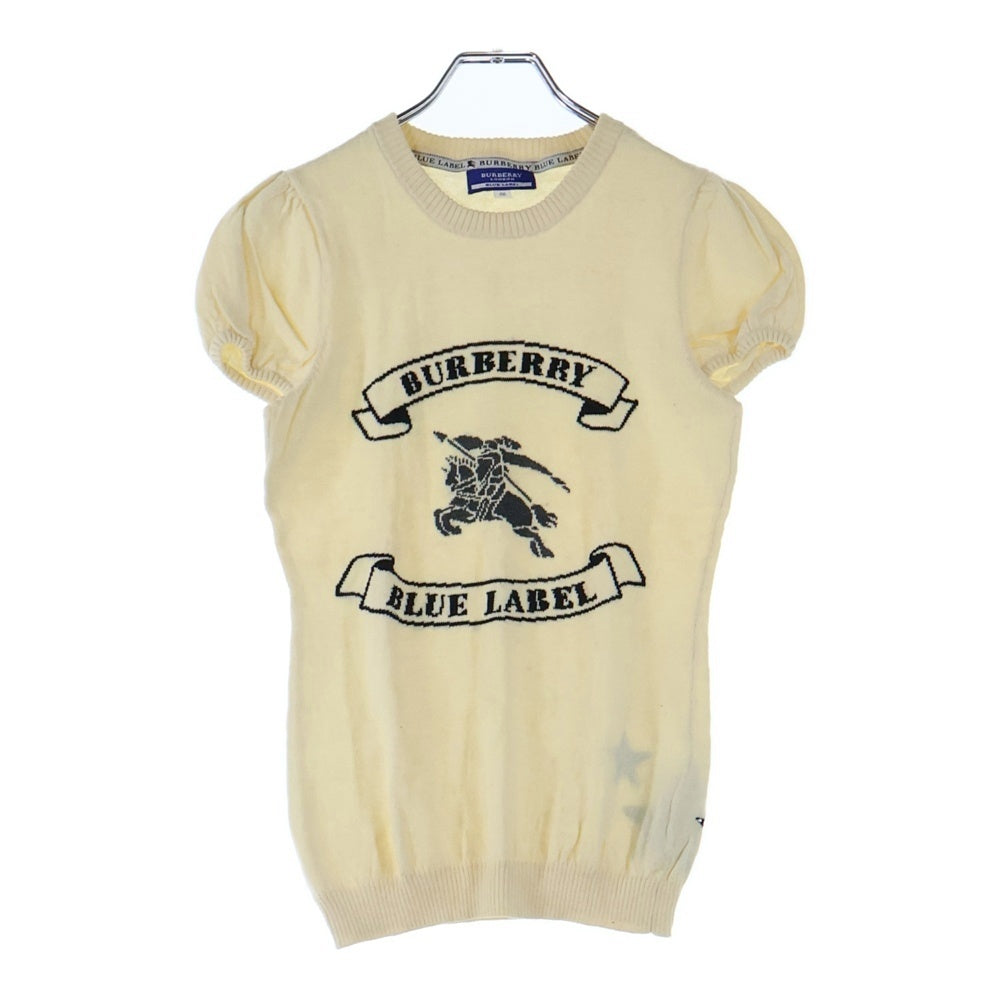 BURBERRY BLUE LABEL(バーバリーブルーレーベル) フロント半袖ニット ホワイト
