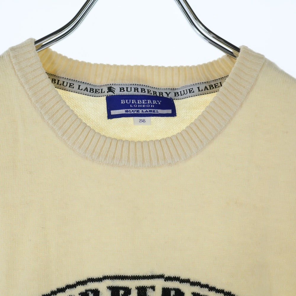 BURBERRY BLUE LABEL(バーバリーブルーレーベル) フロント半袖ニット ホワイト