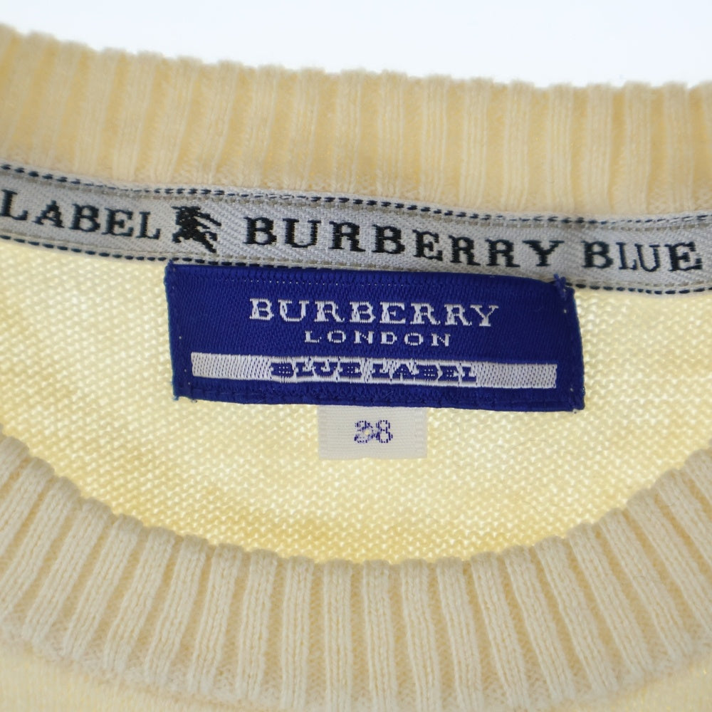 BURBERRY BLUE LABEL(バーバリーブルーレーベル) フロント半袖ニット ホワイト