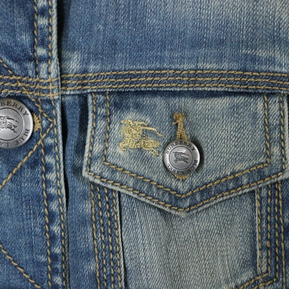 BURBERRY BLUE LABEL(バーバリーブルーレーベル) ロゴ刺繍 バーバリーチェックデニムジャケット ブルー レディース