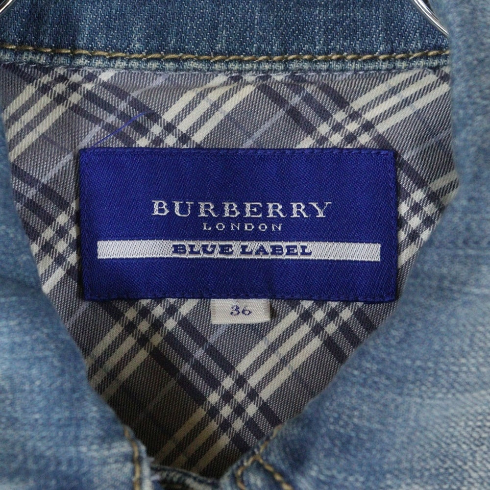 BURBERRY BLUE LABEL(バーバリーブルーレーベル) ロゴ刺繍 バーバリーチェックデニムジャケット ブルー レディース