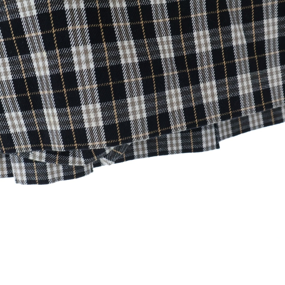 BURBERRY BLUE LABEL(バーバリーブルーレーベル) ベルト付 タータンチェックプリーツミニスカート ブラック/ベージュ レディース