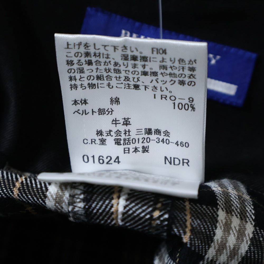 BURBERRY BLUE LABEL(バーバリーブルーレーベル) ベルト付 タータンチェックプリーツミニスカート ブラック/ベージュ レディース