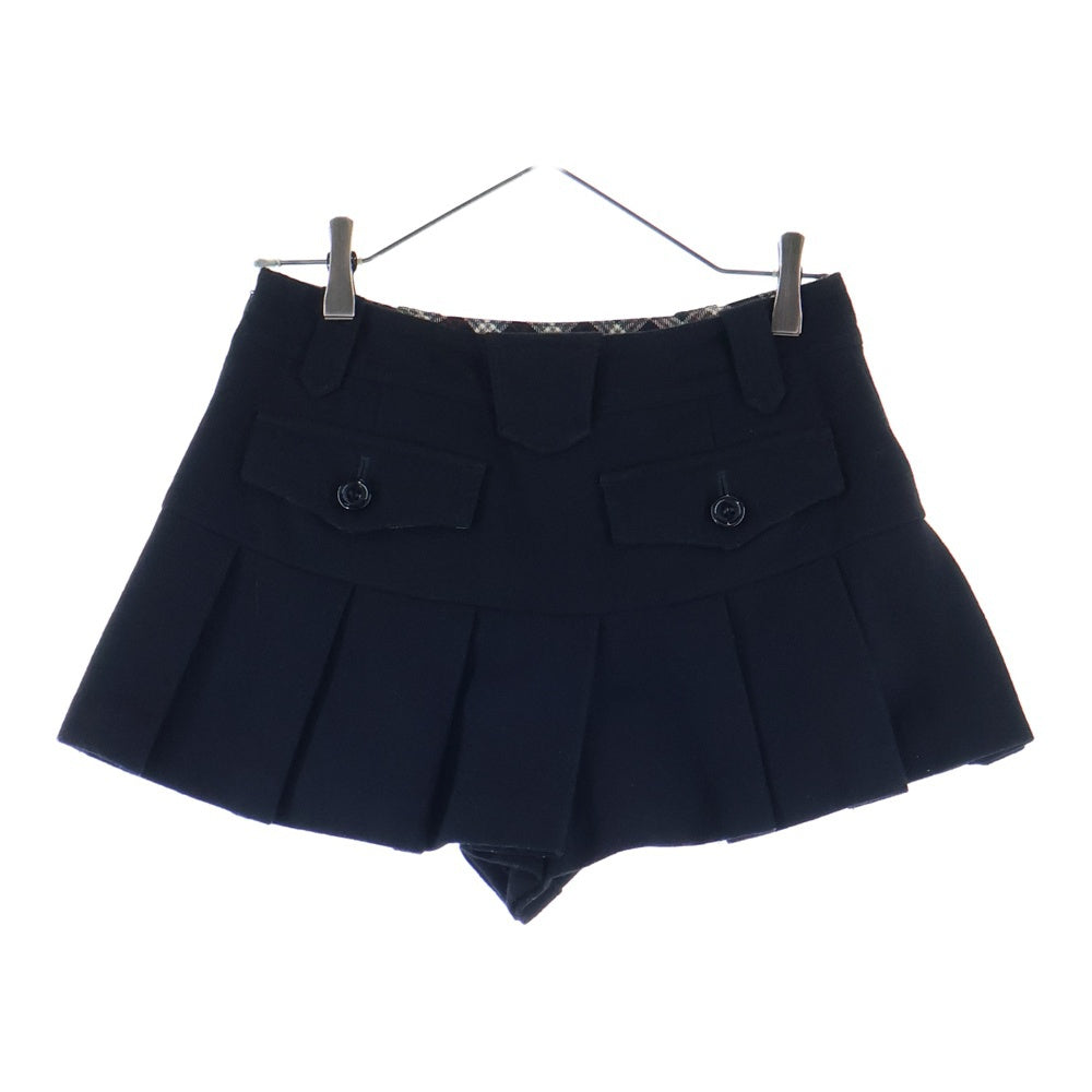 BURBERRY BLUE LABEL(バーバリーブルーレーベル) ウール タックデザイン ミニスカート ブラック レディース