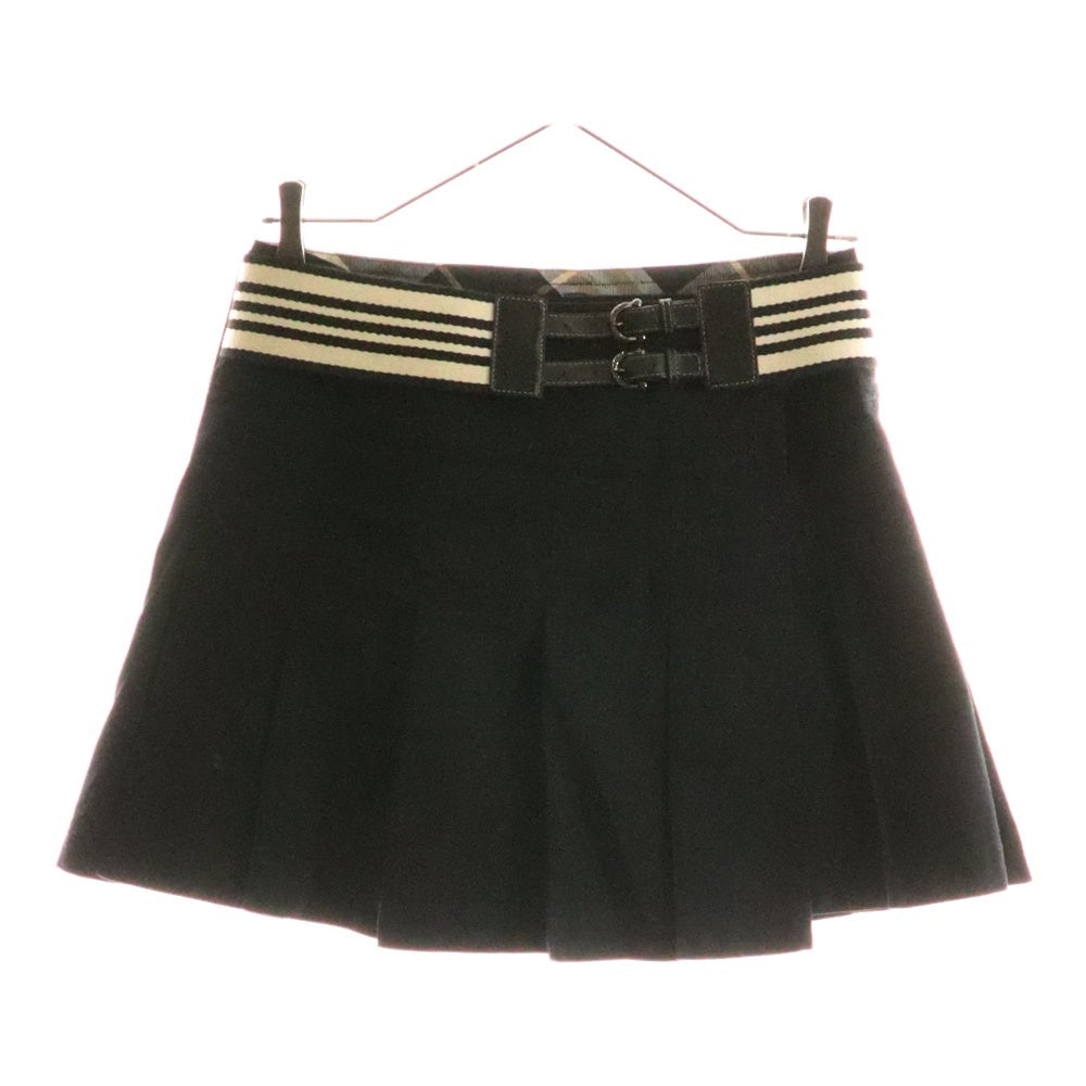 BURBERRY BLUE LABEL(バーバリーブルーレーベル) バーバリーチェック ベルト付プリーツミニスカート ブラック レディース