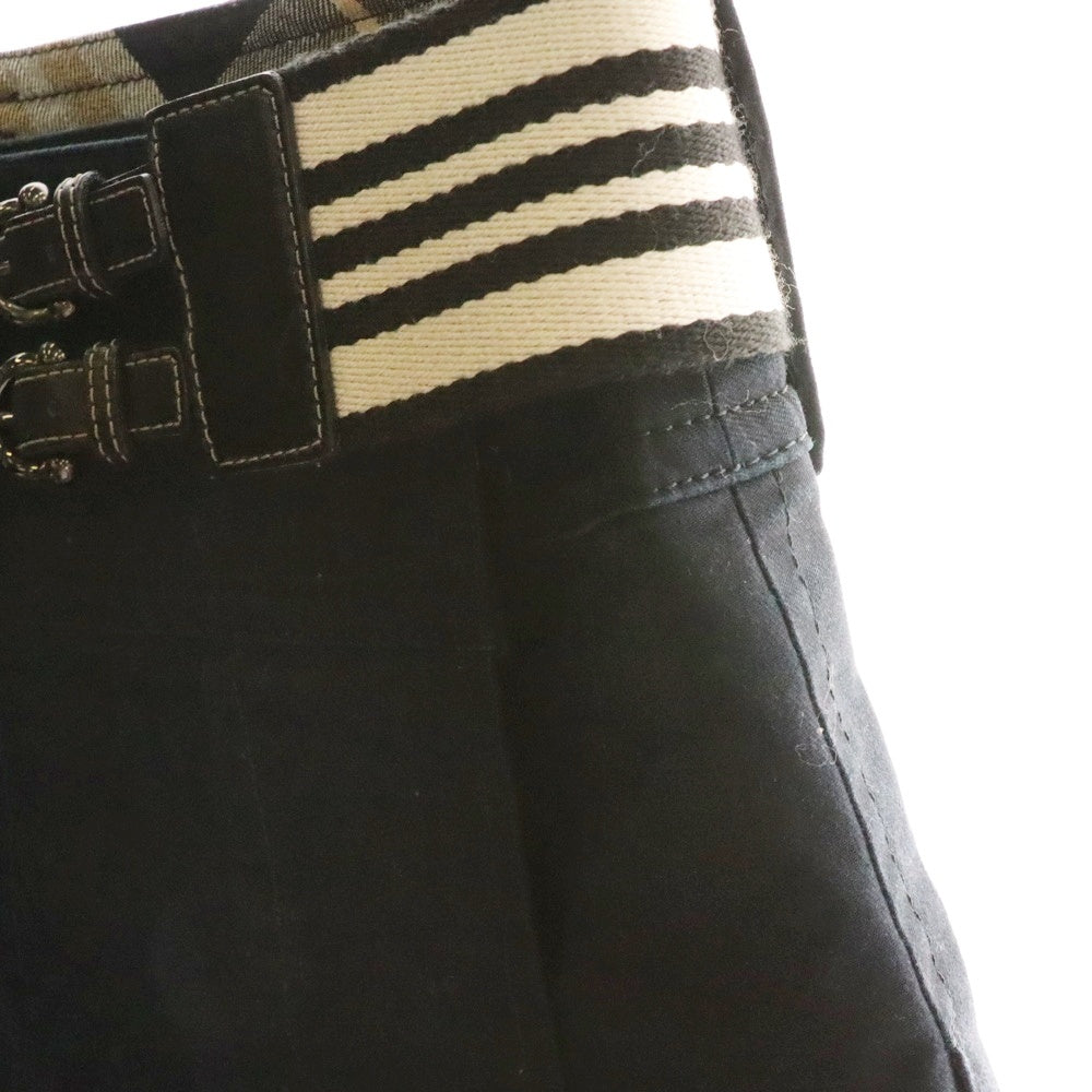 BURBERRY BLUE LABEL(バーバリーブルーレーベル) バーバリーチェック ベルト付プリーツミニスカート ブラック レディース