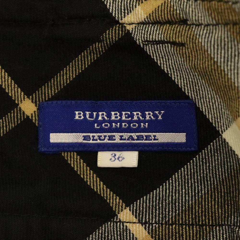 BURBERRY BLUE LABEL(バーバリーブルーレーベル) バーバリーチェック ベルト付プリーツミニスカート ブラック レディース