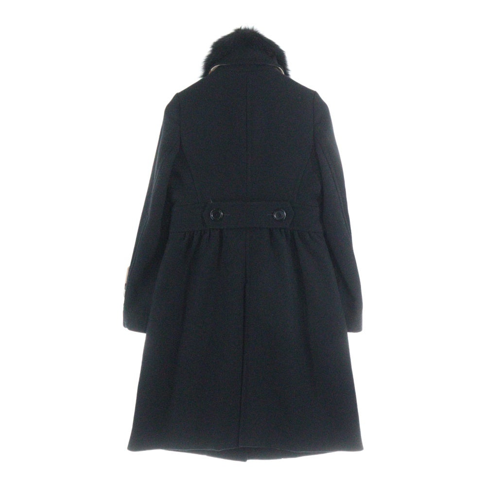 BURBERRY BLUE LABEL(バーバリーブルーレーベル) デタッチャブル ファー 裏地ノバチェック総柄 ウール コート ブラック レディース FNF10-772-09
