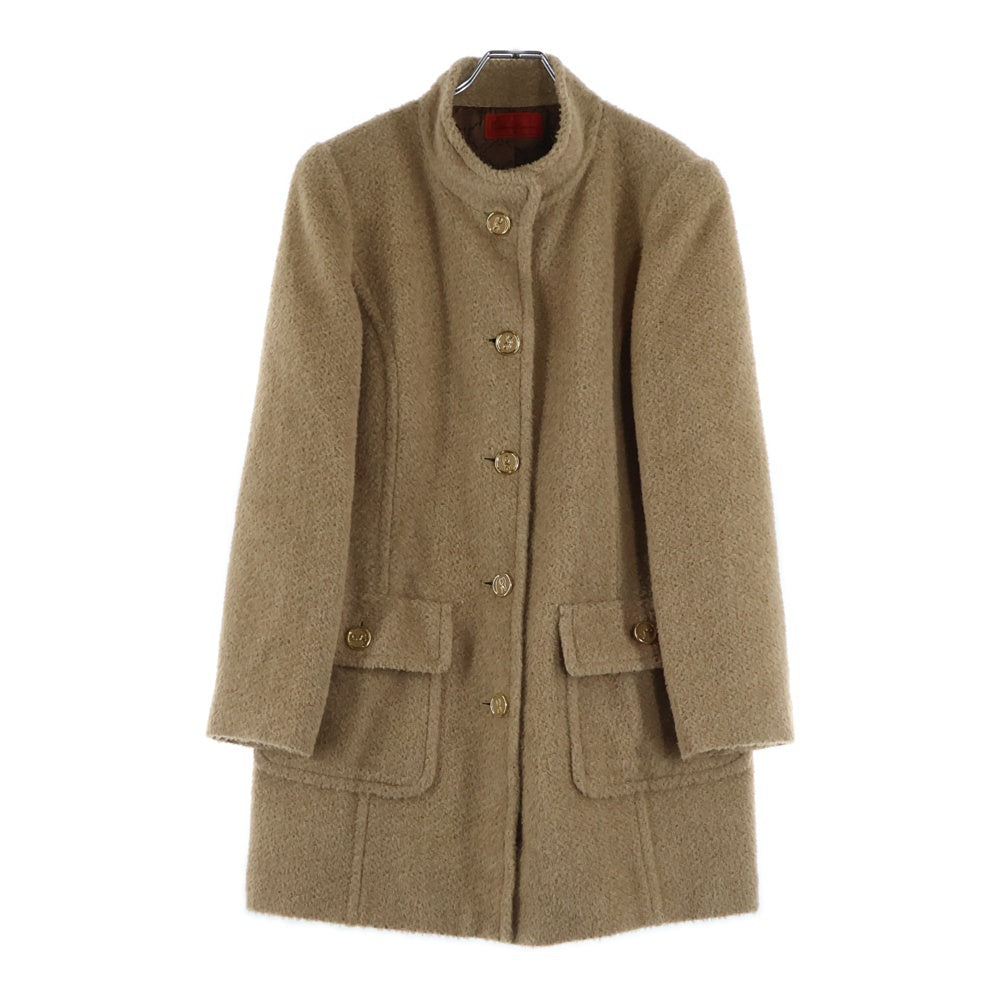 Roberta di camerino(ロベルタ ディ カメリーノ) 総柄裏地付ロゴボタンファーコート レディース キャメル レディース