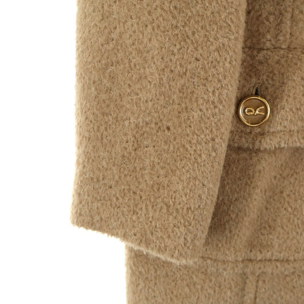 Roberta di camerino(ロベルタ ディ カメリーノ) 総柄裏地付ロゴボタンファーコート レディース キャメル レディース