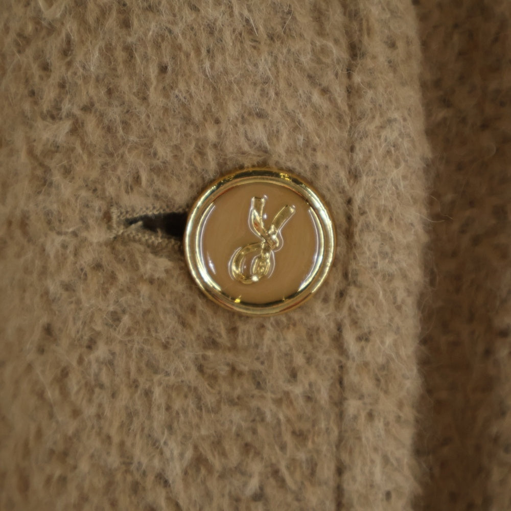 Roberta di camerino(ロベルタ ディ カメリーノ) 総柄裏地付ロゴボタンファーコート レディース キャメル レディース