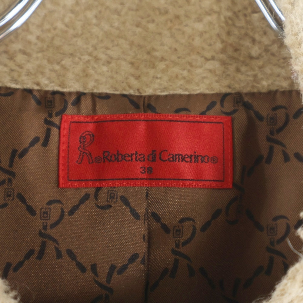 Roberta di camerino(ロベルタ ディ カメリーノ) 総柄裏地付ロゴボタンファーコート レディース キャメル レディース