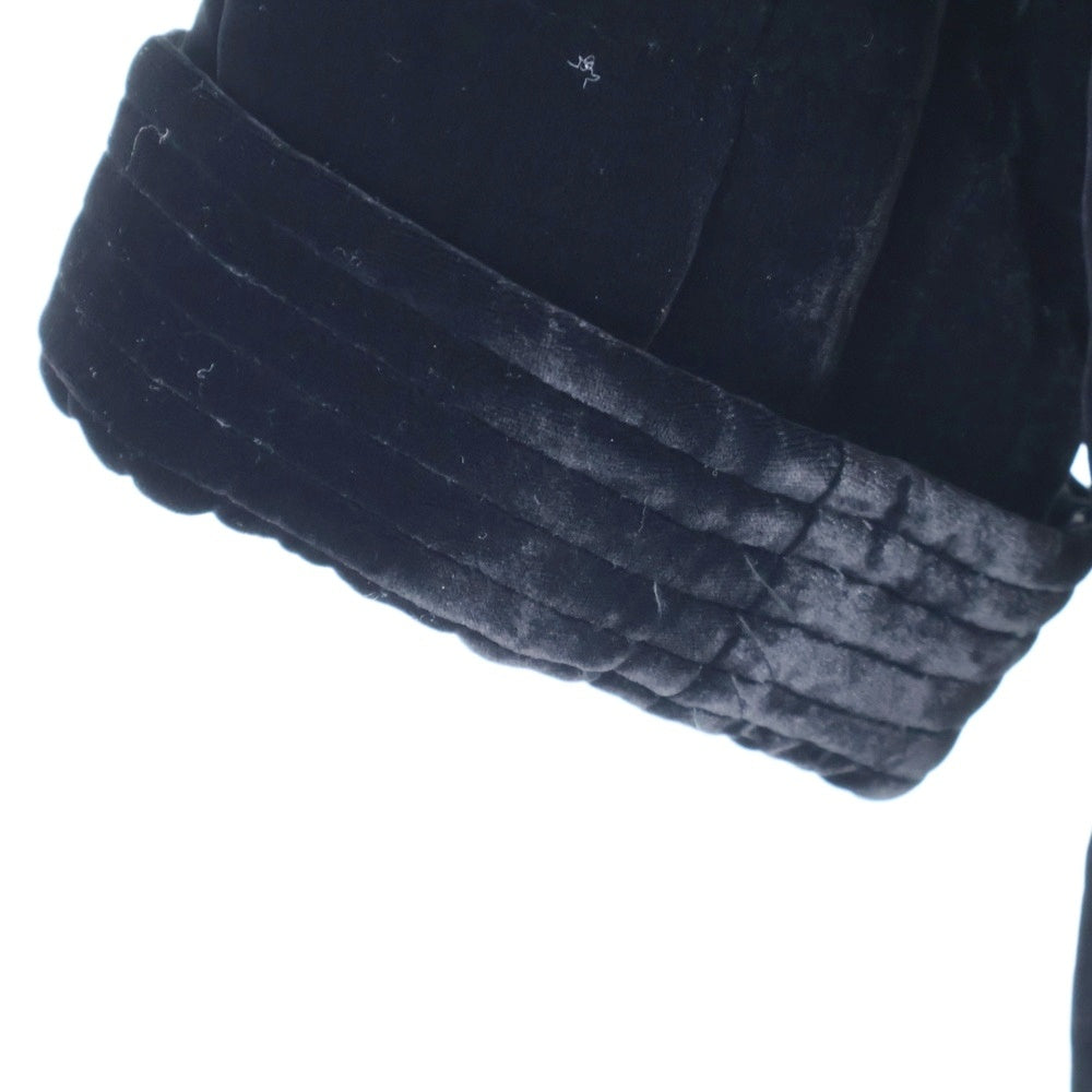 NO BRAND(ノーブランド) 裏地付中綿入ベロアロングコート ブラック レディース