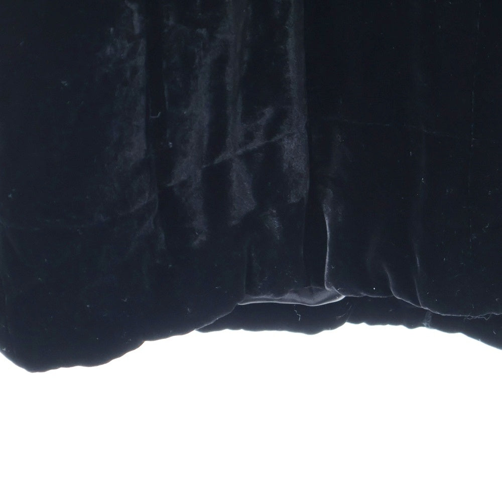 NO BRAND(ノーブランド) 裏地付中綿入ベロアロングコート ブラック レディース