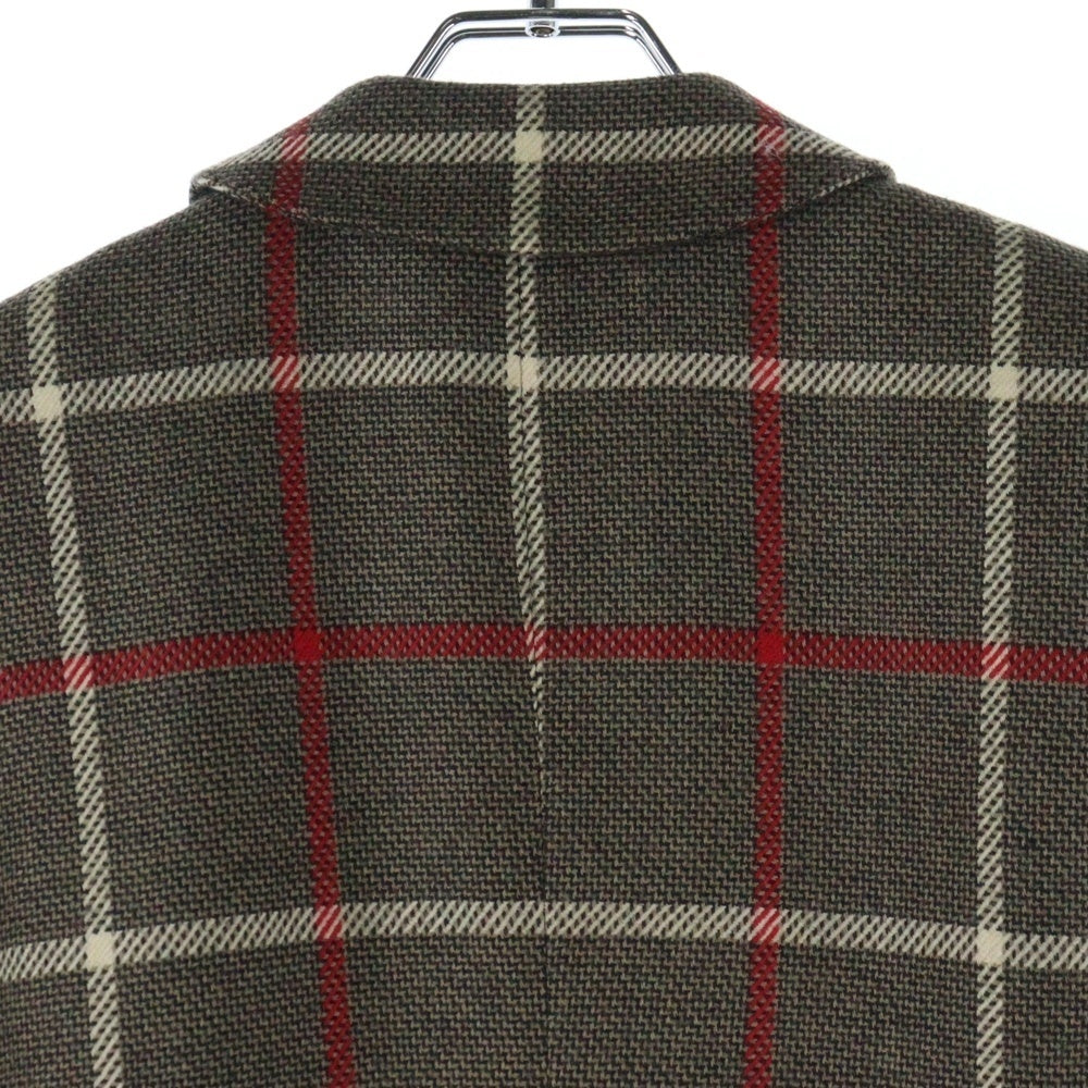 MANI(マーニ) タータンチェック ウールダブルテーラードジャケット ブラウン レディース