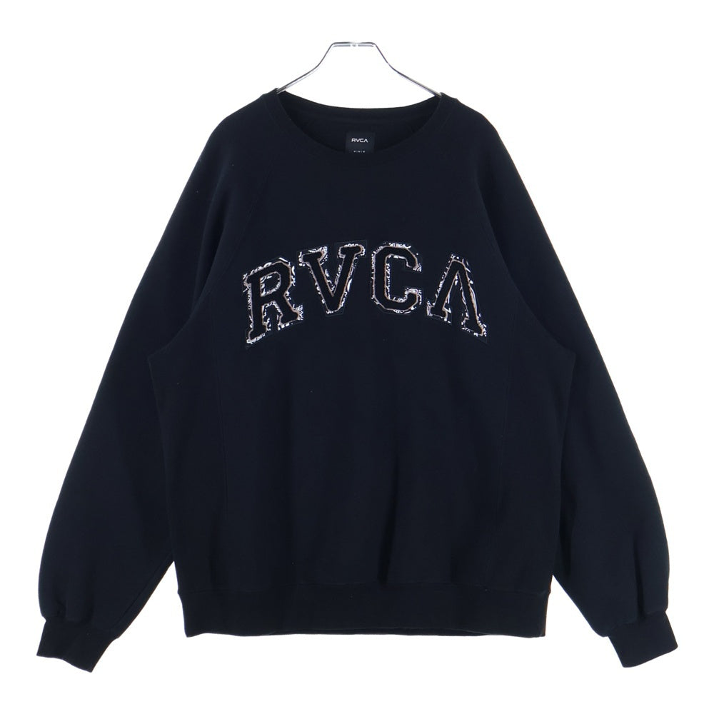 RVCA(ルーカ) ペイズリー柄 ロゴ刺繍 プルオーバースウェットトレーナー ブラック