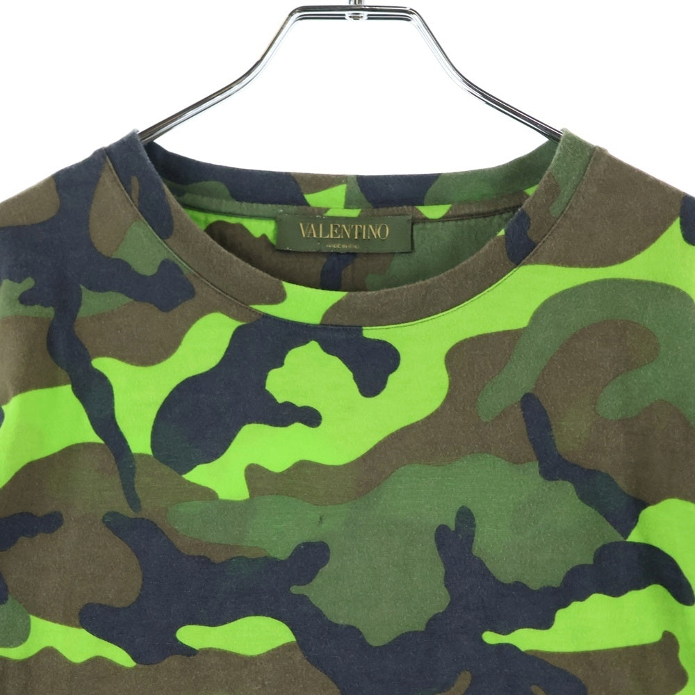 VALENTINO(ヴァレンティノ) カモフラ柄 コットン半袖Tシャツ カットソー グリーン