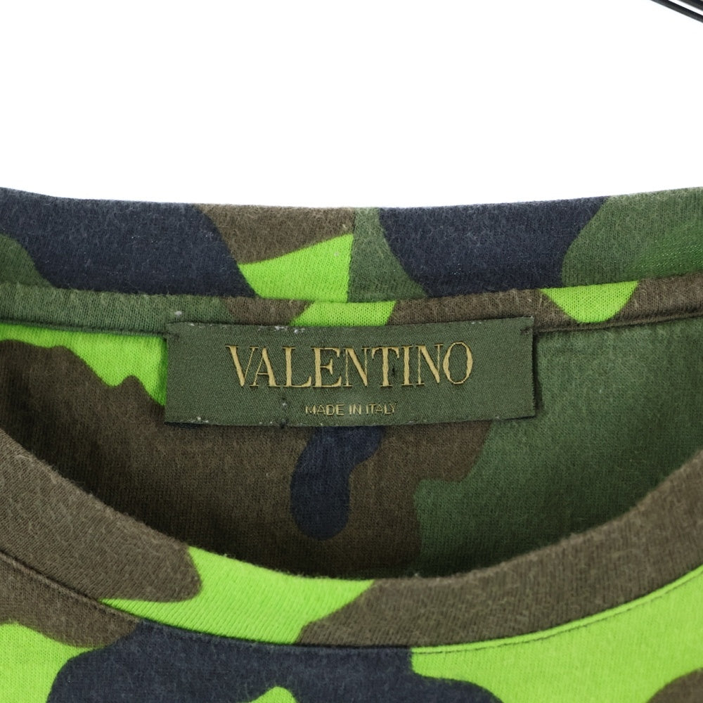 VALENTINO(ヴァレンティノ) カモフラ柄 コットン半袖Tシャツ カットソー グリーン