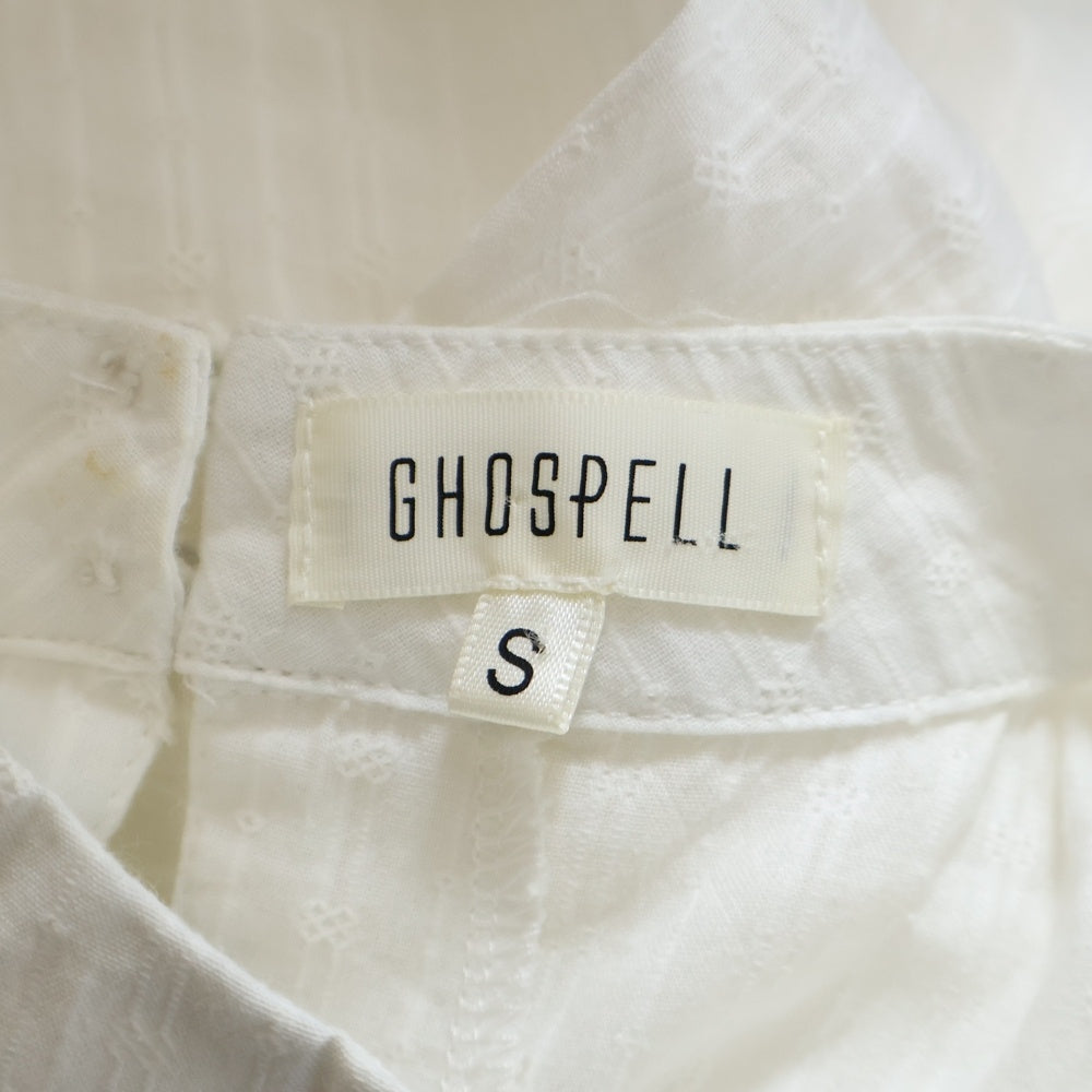 GHOSPELL(ゴスペル) コットンフリル半袖シャツ ホワイト レディース