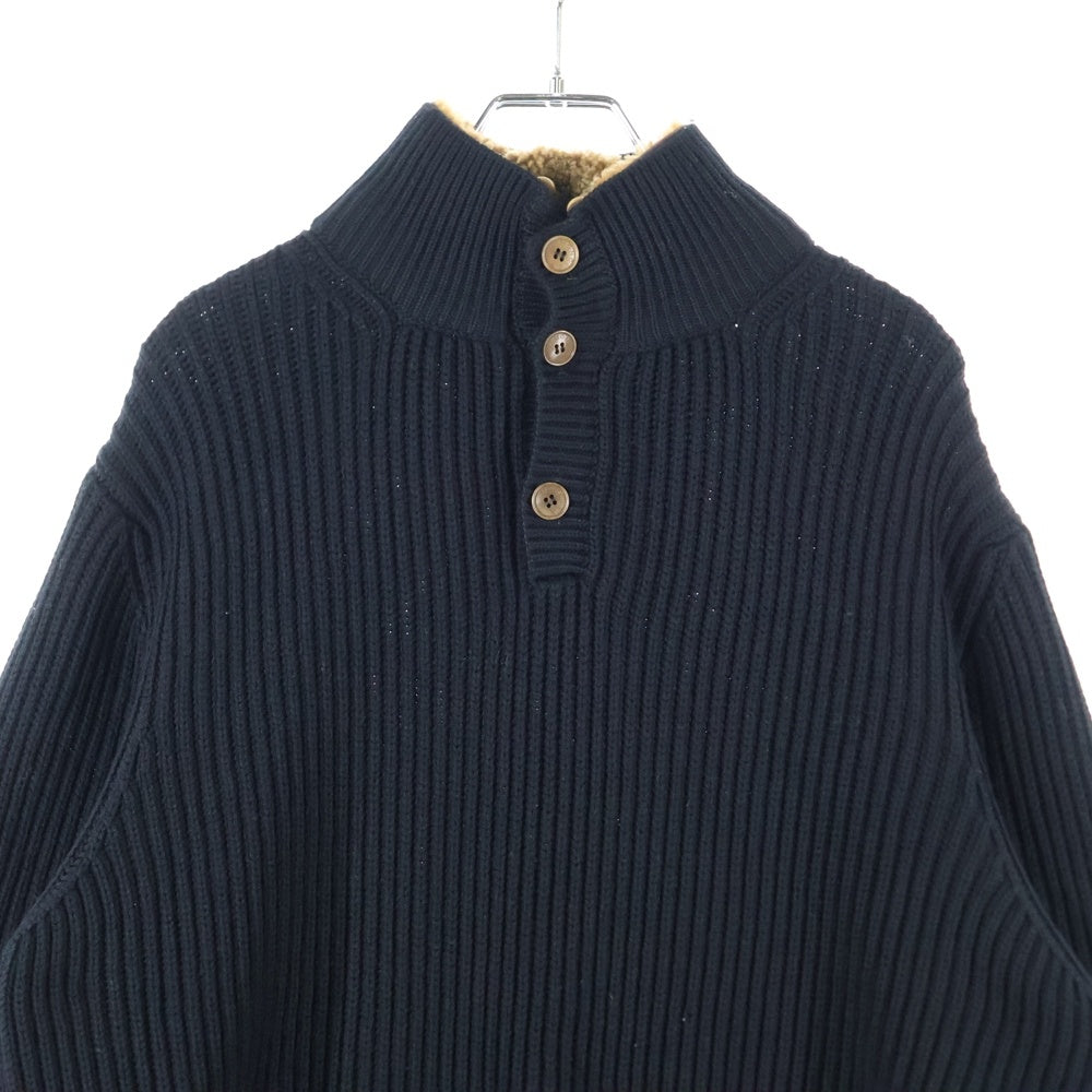 MONCLER(モンクレール) 襟ボア デタッチャブル ウール 長袖 リブニット セーター ブラック M0820CT