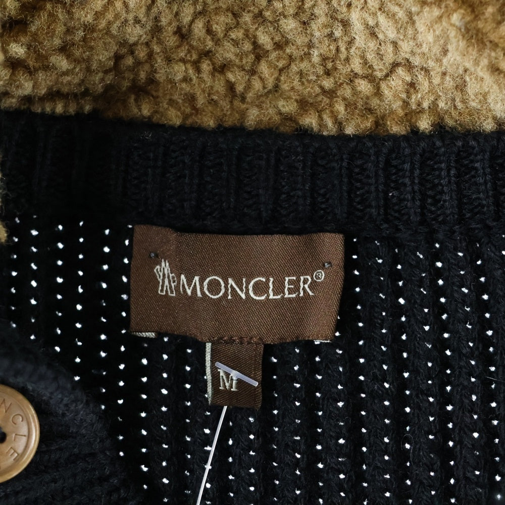 MONCLER(モンクレール) 襟ボア デタッチャブル ウール 長袖 リブニット セーター ブラック M0820CT