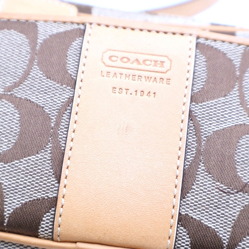 COACH(コーチ) シグネチャー キャンバス レザー ショルダー ボディバッグ ウエストポーチ ベージュ/ブラウン
