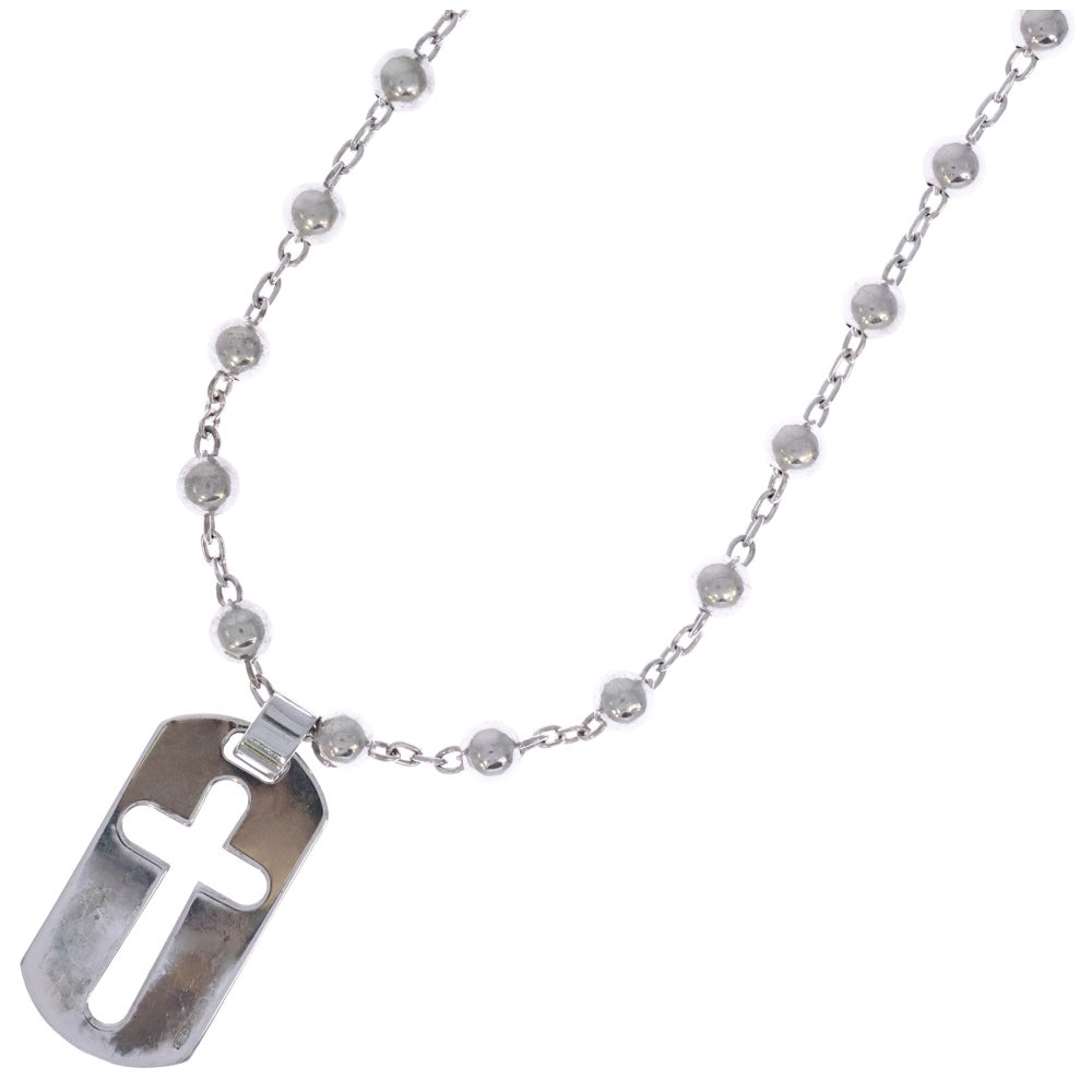 DOLCE & GABBANA(ドルチェアンドガッバーナ) カットアウトクロス ドッグタグ ボールチェーン ネックレス シルバー