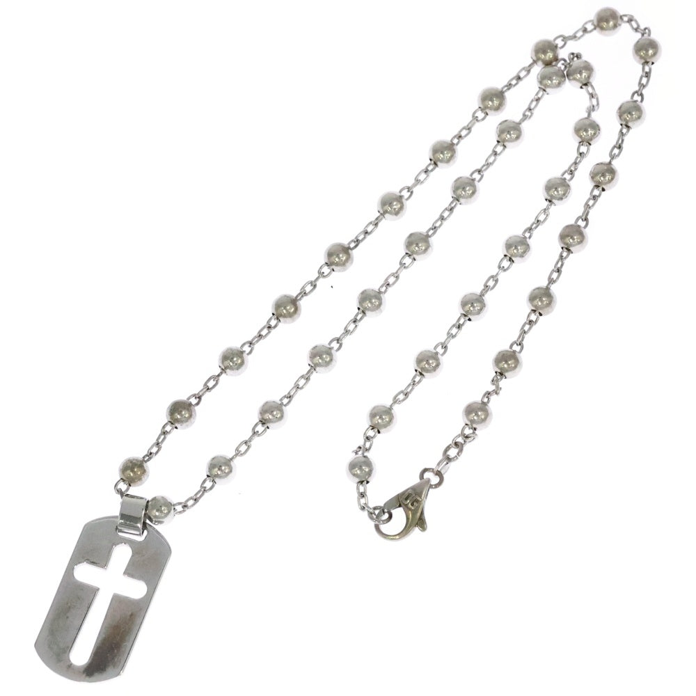 DOLCE & GABBANA(ドルチェアンドガッバーナ) カットアウトクロス ドッグタグ ボールチェーン ネックレス シルバー