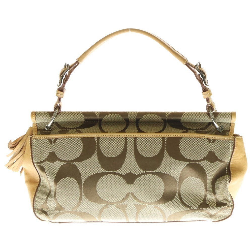 COACH(コーチ) シグネチャー キャンバス レザー 2WAY ハンド ショルダーバッグ シルバー金具 ベージュ 19033