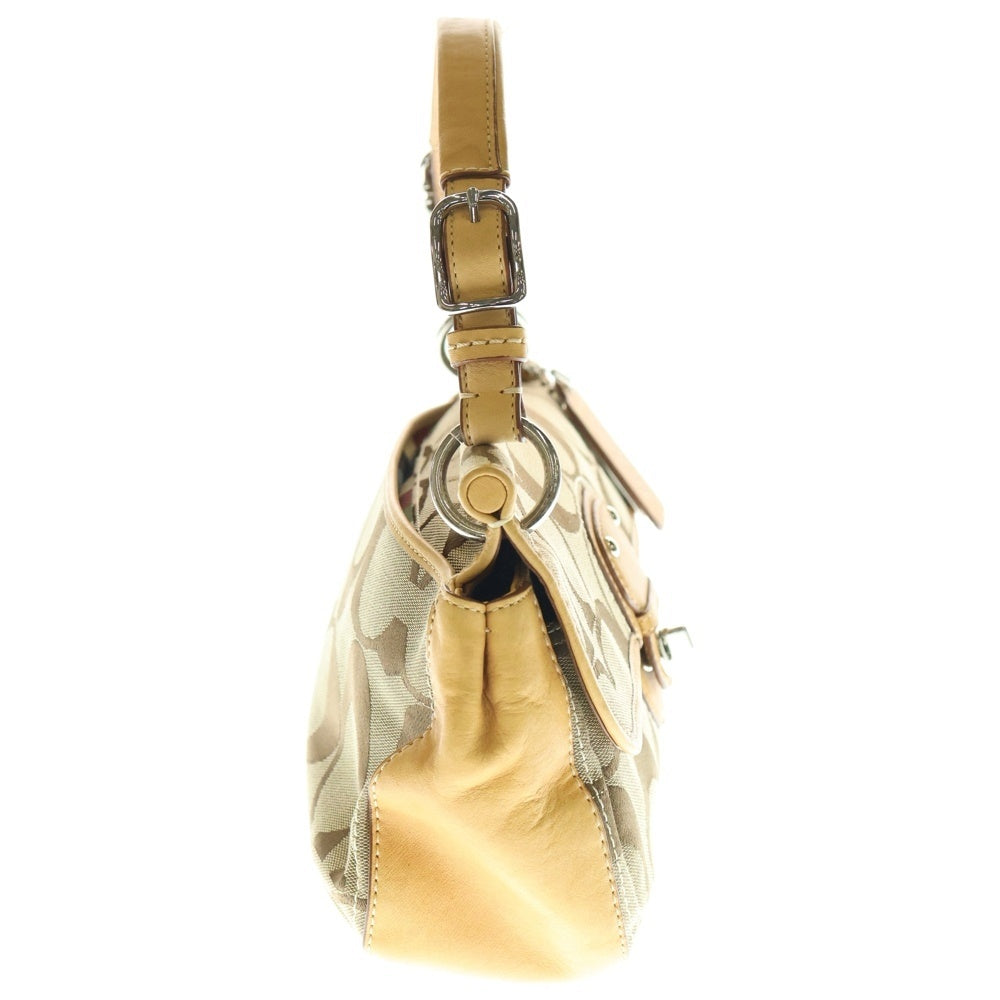 COACH(コーチ) シグネチャー キャンバス レザー 2WAY ハンド ショルダーバッグ シルバー金具 ベージュ 19033