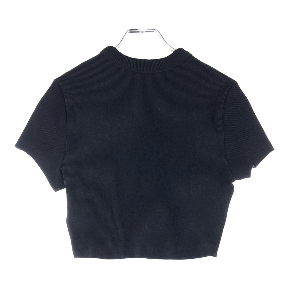 ALEXANDER WANG(アレキサンダーワン) Embossed Logo Cropped T-Shirt エンボスロゴ クロップド 半袖Tシャツ ブラック 4CC2241468 レディース