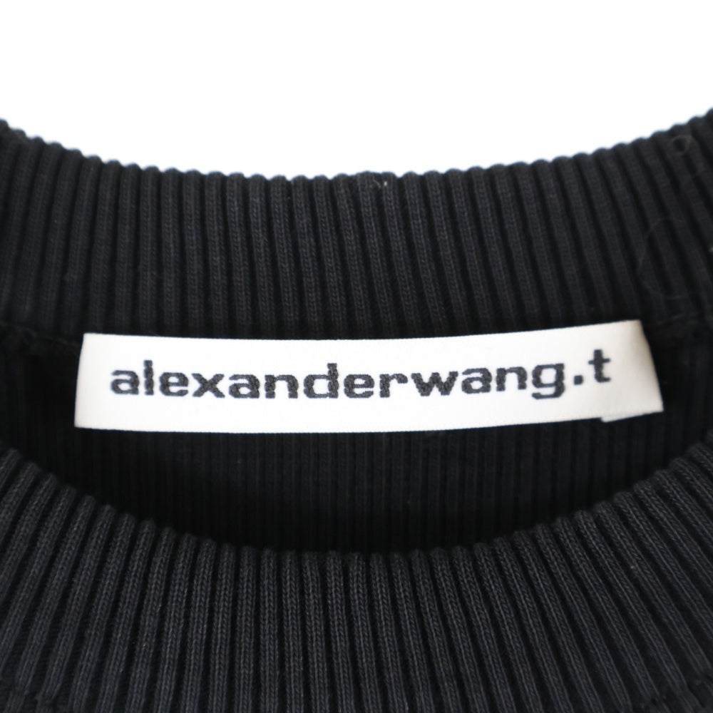 ALEXANDER WANG(アレキサンダーワン) Embossed Logo Cropped T-Shirt エンボスロゴ クロップド 半袖Tシャツ ブラック 4CC2241468 レディース