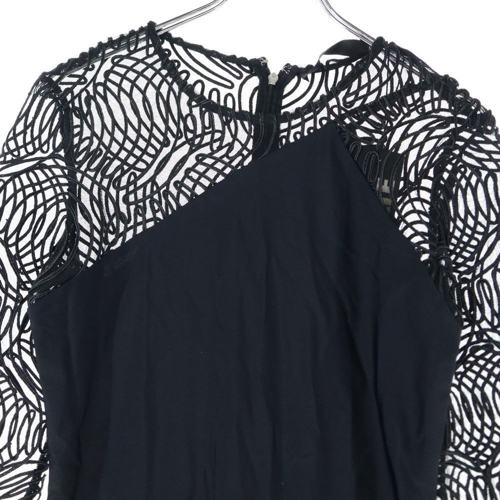 ROTATE(ロテート) シアースリーブ バックジップロングワンピース ブラック